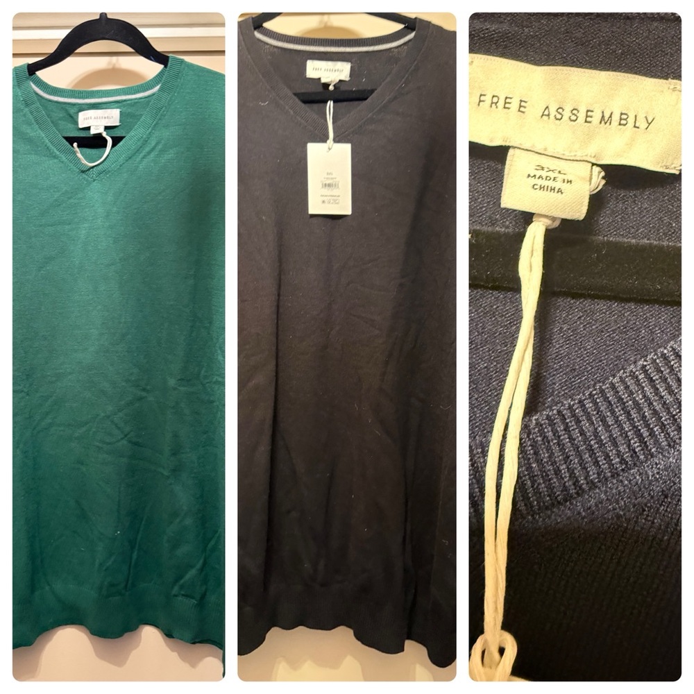 3 v neck sweaters combo 
gray black and navy